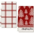 thumbnail image 1 of JOOCAR Christmas Kitchen Towel, Simple Red and White Plaid White Christmas Tree Christmas Towel, Suitable for Home Kitchen Holiday Decoration Housewarming Gift Towel Set of 2, 1 of 5