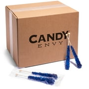 Candy Envy Navy Blue Rock Candy Sugar Stick, Blueberry, 144 Ct. Indv Wrap