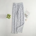 thumbnail image 4 of Women's Plush Pajama Pants with 2 Pockets, Soft Elastic Waist Star Pants, Light Blue, L, 4 of 4