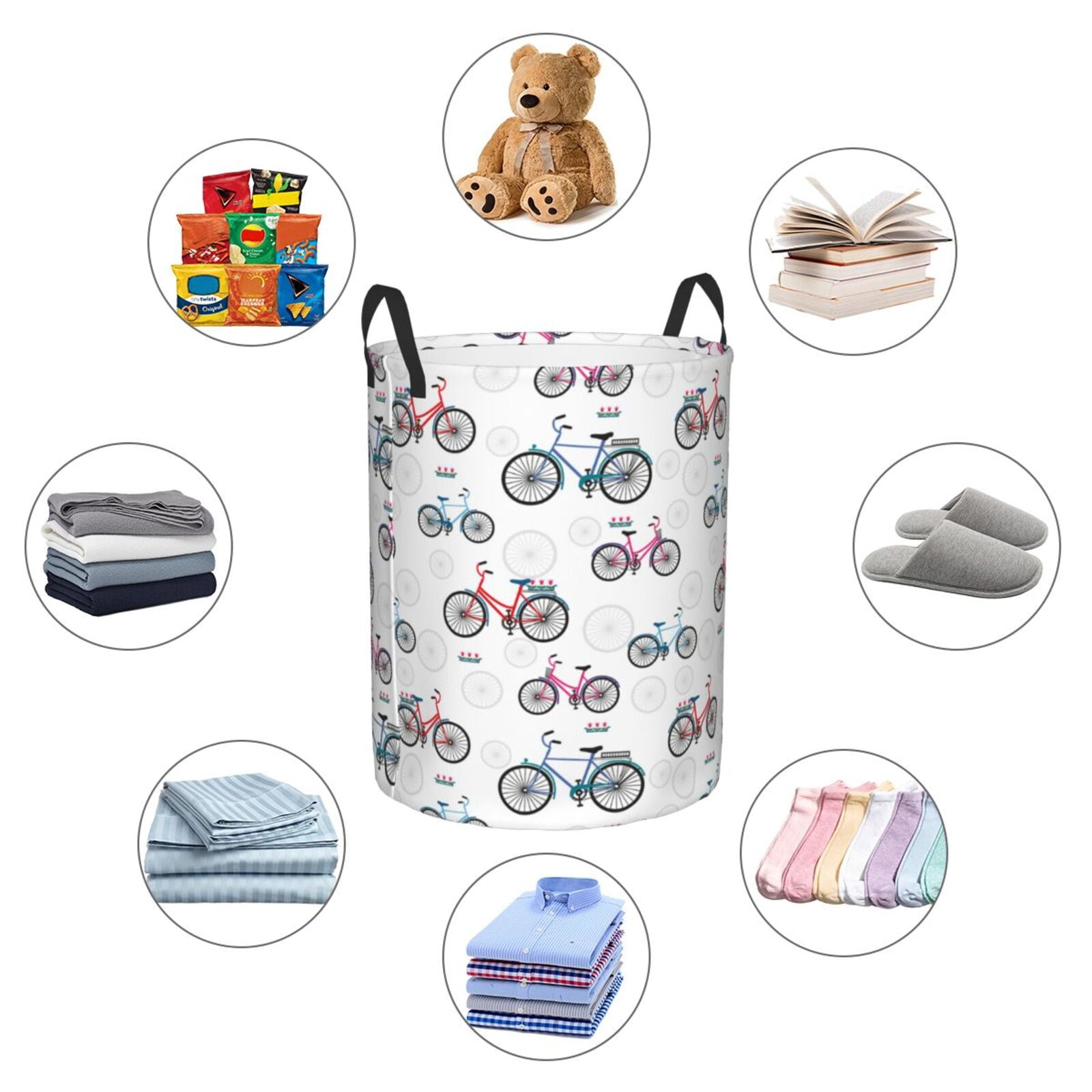 Large Laundry Basket with Handles - Bike gear flower Kids Baby Dirty Clothes Laundry Hamper for Bedroom Aesthetic