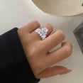 thumbnail image 6 of Dujiujun 2Pcs Wedding Ring Rhinestones Shining Shiny Electroplating Elegant Daily Wear Alloy Finger Ring Wedding Supplies Daily Use, 6 of 7