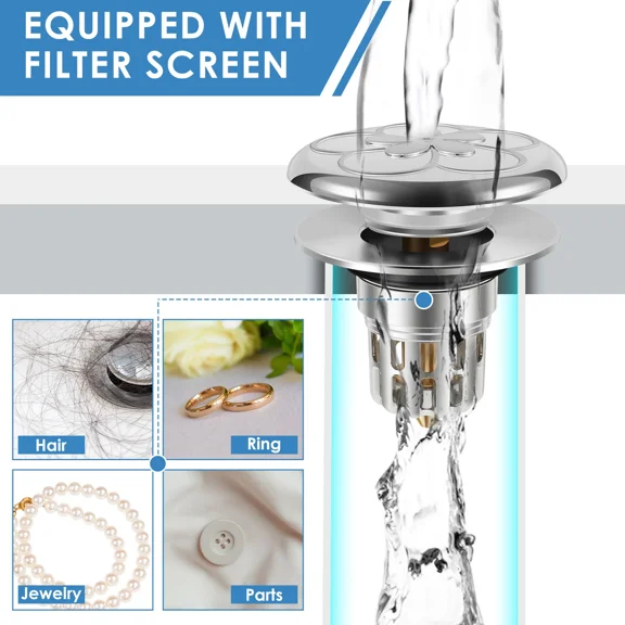 3Pcs Bathroom Sink Stopper With Drain Hole Pop Up Sink Drain Stopper Qisdw`