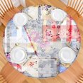 thumbnail image 2 of Pioneer Flower Floral Print Pattern Round Fitted Tablecloth with Elastic Edge,Dining Table Cover Waterproof,Outdoor Round Tablecloth for Camping,Dining,Indoor and Outdoor, 2 of 7