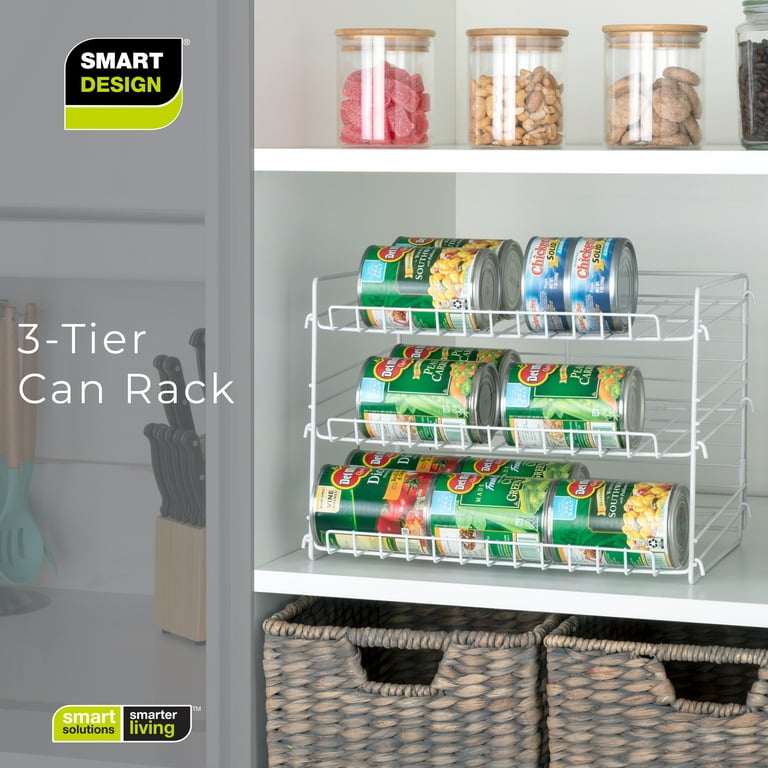 Smart Design 36 Can Organizer - Adjustable 3-Tier Rack - Pantry