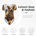 thumbnail image 4 of Kdxio Cute Corgi Sunflower for Women's Short-Sleeved Onesie Stylish Round Neck Pajamas Bodysuit Jumpsuit Nightwear-Small, 4 of 7