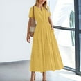 thumbnail image 2 of Vestido midi maxi informal de verano para mujer: vestido boho de playa con mangas cortas, cuello en V, cintura elástica y bolsillos - S-XXL, 2 of 5