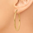thumbnail image 3 of Real 14kt Yellow Gold Diamond-cut 2mm Round Tube Hoop Earrings; for Adults and Teens; for Women and Men, 3 of 4