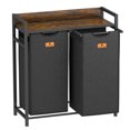 thumbnail image 6 of Laundry Hamper, Laundry Clothes Sorter with 2 Pull-Out Bags and Shelf, Laundry Basket 2 Section, 2×12.1Gal (46L), Rustic Brown and Black, 6 of 8