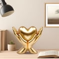 thumbnail image 4 of Home Mantle Decor Accents, Heart Statue Minimalist Heart Decoration Peace Sign Hand Sculpture for Shelf Decor Gold Decor for Living Room, Office, Dining Table Mother's Day Gifts, 4 of 8