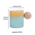 thumbnail image 3 of Ceramic Coffee Mug  Creative Wooden Ball Handle Mug 7.7oz，for Coffee  Tea  Cappuccino  Cocoa, 3 of 10