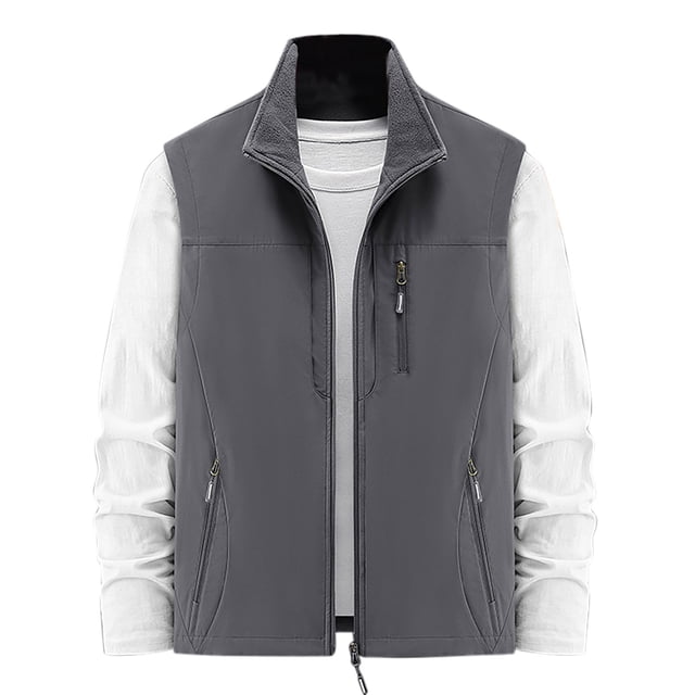 Styesk Jackets for Men Men's Thin Workwear Solid Color Stand Collar Sleeveless Jacket Tank