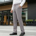 thumbnail image 2 of LMOIPLI Mens Casual Straight Leg Pants Classic Fit Stretch Business Pant Lightweight Solid Color Work Dress Slacks Gray M, 2 of 9