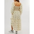 thumbnail image 3 of Eyicmarn Women Long Dress, Long Sleeve Dress Square Neck Embroidery Flower Loose Swing Dress, 3 of 9