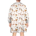 thumbnail image 2 of Brown Mushroom White Pattern Wearable Oversized Blanket,Wearable Blanket Hoodie for Adults,Cozy Hooded Blankets with Super Pockets,Super Warm Fuzzy Pullover for Women & Men, 2 of 6
