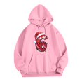 thumbnail image 4 of Women's Casual Fashion Outfit Sweatsuit Printed Long Sleeved Casual Hooded Sweatshirt, Christmas Design Loose Fit Pullover, Comfortable Holiday Wear,Pink,S, 4 of 4