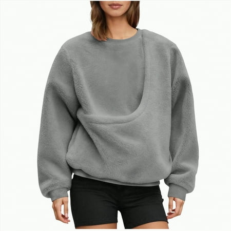 TAmten Cat Pouch Hoodies for Women Kangaroo Pocket Dog Pouch Sweatshirts Pet Carrier Pullover Animal Holder Cute Tops(Grey S)