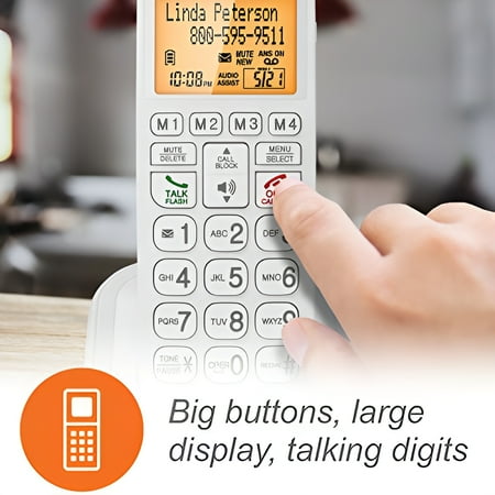 VTech - Amplified Corded/Cordless Answering System with Big Buttons Display - White