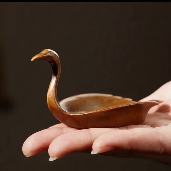 Solid Metal Swan Paperweight Desk Decor Bird Figurine Ornament