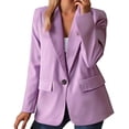 thumbnail image 3 of Gyexs Casual Blazers for Women Open Front Business Suit Jacket Long Sleeve Button Tops Lapel Cardigan Coat with Pockets, Purple, Size XL, 3 of 6