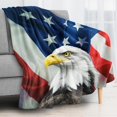 thumbnail image 2 of American Flag Throw Blanket Warm Eagle Flannel Fleece Blanket for Couch, Super Soft Fuzzy Throws Fashion Decorative Plush Fleece Blanket for Sofa Bed Office(50 x 60 in, American Flag & Eagle), 2 of 5