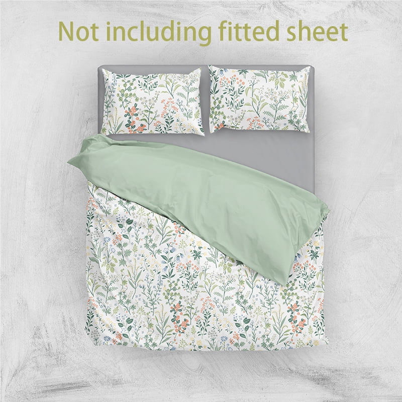 YELEE Bed Flats Sheet Sets 3pcs Luxurious Floral Print Comforter Cover and Fragrant Grass Microfiber Pillowcases