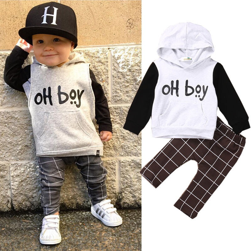 KidsBaby Boy Girl Hoodies Tracksuits Solid Color Short Crop Top Pullover Sweatsuit Long Pants 2Pcs Outfits Set 