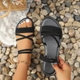 thumbnail image 5 of Fiaer Women's Gladiator Flat Sandals Summer Comfort Round Open Toe on Strap Thong Beach Shoes Black 8, 5 of 9