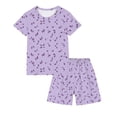 thumbnail image 5 of Gamivast 2 Piece Sleepwear for Girls Leaf Graphic Short Sleeve Top and Active Shorts Soft Lightweight Knit Set for Casual Home Loungewear Summer Outfit, 5 of 8
