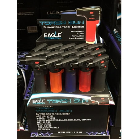 Butane Jet Flame Cigar - Eagle Jet Torch Gun Lighter Adjustable Flame Windproof Butane Refillable Handy (Red) by Eagle