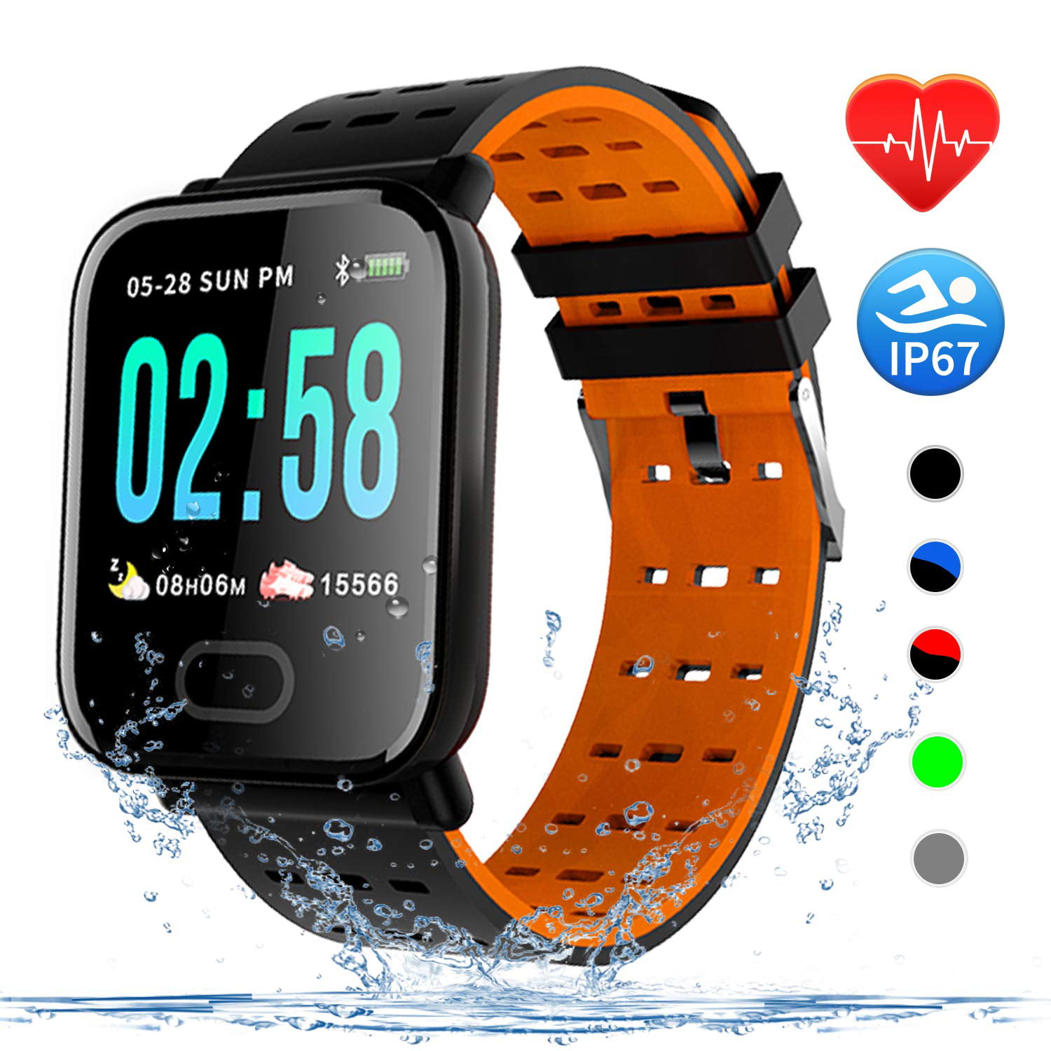 smart wristband bracelet watch heart rate monitor blood pressure fitness tracker