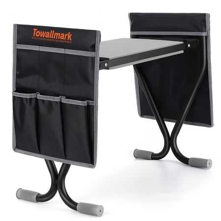2023 NEW Portable Garden Kneeler Seat Foldable Garden Bench with EVA Foam Pad 2 Tool Bags for Outdoor Gardening