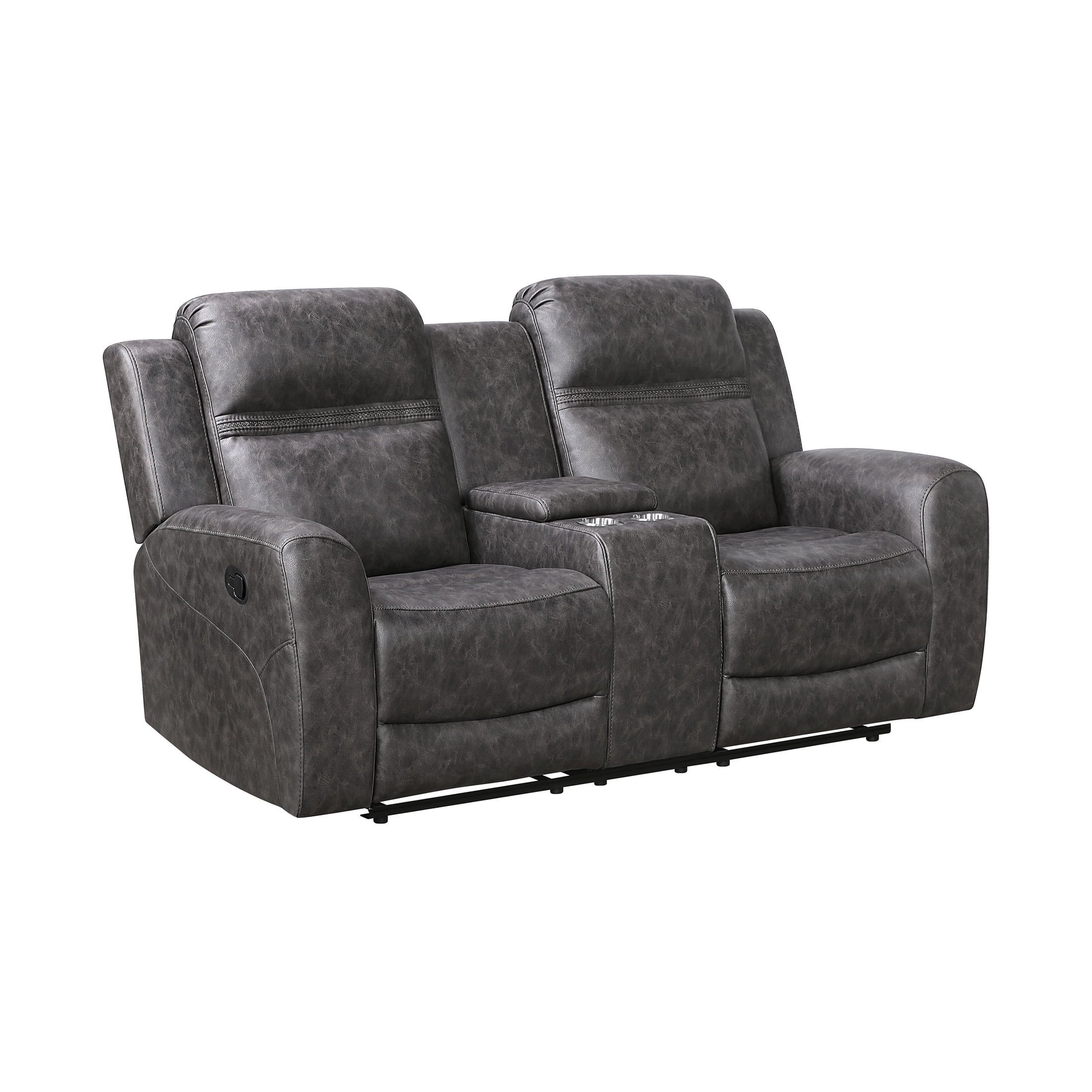 OakvillePark Vensley Microfiber Manual Double Reclining Love Seat with Center Console, Charcoal