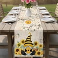 thumbnail image 4 of Gnomes Sunflower Table Runner - 120 Inch Long Bees Branches Floral Watercolor Cotton and Linen Blended Dress Scarves Farmhouse Table Runner for Kitchen Dining, Coffee Table, 13" x 120", 4 of 8