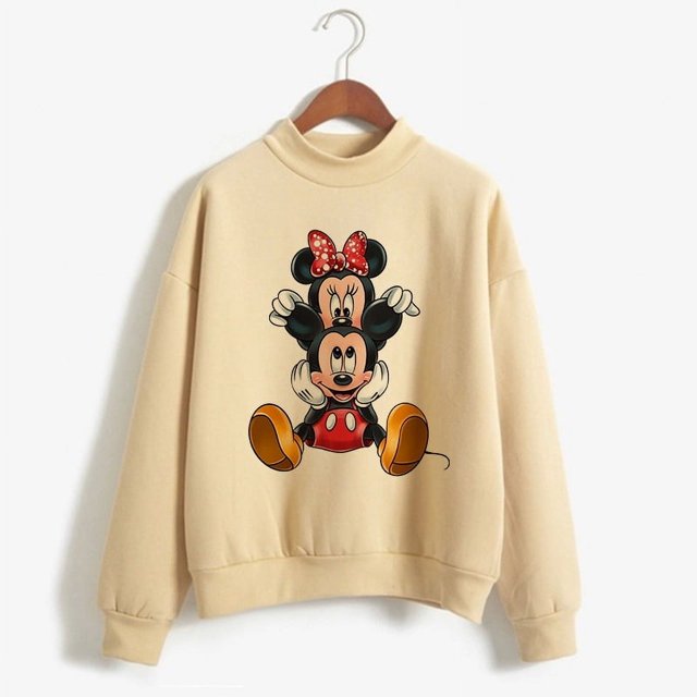 Sudaderas con capucha navideñas de cuello alto, sudadera de dibujos animados Kawaii de Minnie, Sudadera con capucha de Mickey Mouse de Disney, ropa para niña, sudaderas superiores