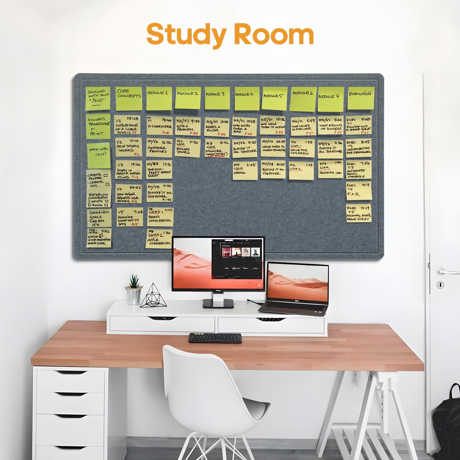 Large Bulletin Board, 60 X 35 Inches Felt Board Notice Pin Board, Cork Board Alternative, Foldable Photo Display Felt Board with Self-Adhesive Tape and 36 PushPins