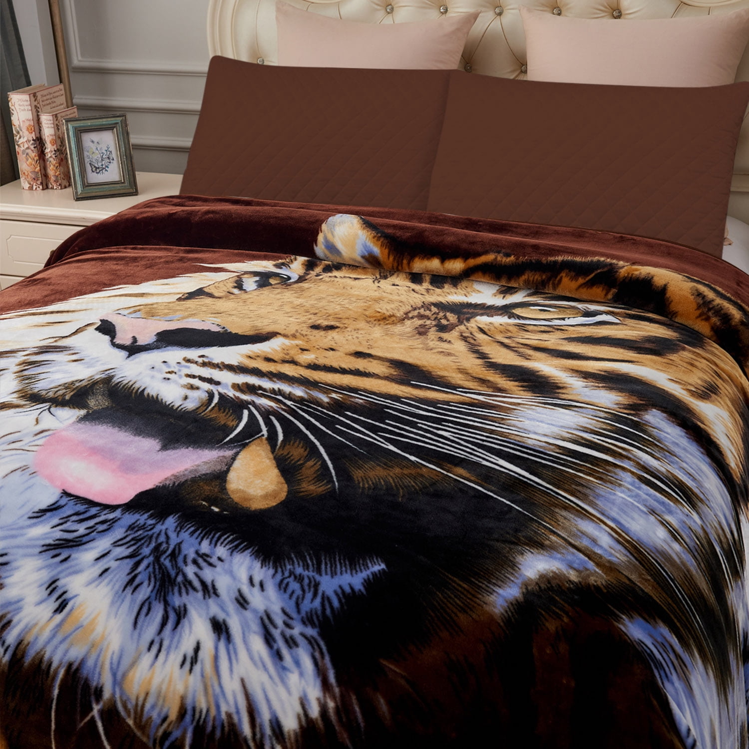 JML King Size Soft Warm Fleece Bed Blanket Reversible Thick Mink Blanket 83 x 91 inches,5.7lbs