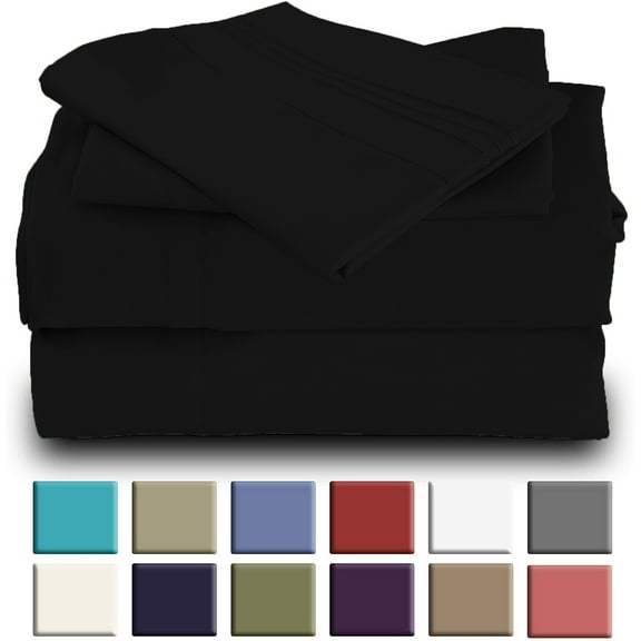 Mutlu Home Goods Rayon Made From Bamboo Sheets Set, Twin Black Sheets -Deep Pockets-Available in Queen,King,Full,California King,Twin,Twin XL-Wrinkle Free-Ultrasoft-3 Pieces, Twin, Black