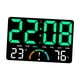 thumbnail image 3 of Reloj de pared digital, medidor de temperatura con pantalla grande, despertador para sala de estudio Verde, 3 of 9