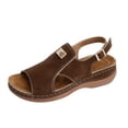 thumbnail image 6 of Rokment Women's Orthopedic Wedges Gladiator Sandals Comfortable Fashion Leather Peep Open Toe Arch Support Non Slip Walking Work Platform Slingback Sandals for Woman Brown Size 6, 6 of 8
