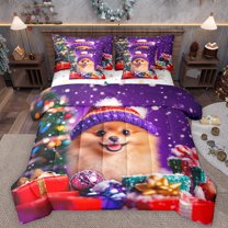 Manfei Pet Dog Lovers 7-Piece Twin Bedding Sets,Kids Christmas Gifts Bedding Comforter Set,Kawaii Puppy Dogs Sheet Sets For Kids,Super Cozy Room Decor Reversible