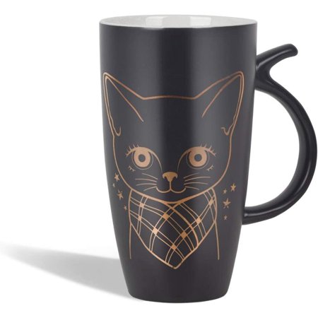 

Teagas 20oz Black Large Ceramic Cute Cat Coffee Mug Tall Animal Mug