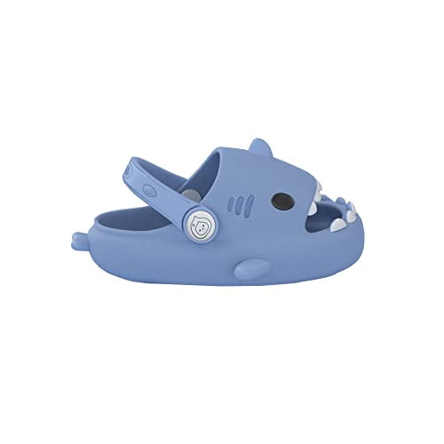 HUAZUMEI Cute Cartoon Shark Sandals,Toddler Little Kids Slides Sandals, Kid Summer Slip On Slides Sandals,Beach Pool Anti-Slip Water Shoes,Indoor Outdoor Lightweight Slippers Sandals Blue15
