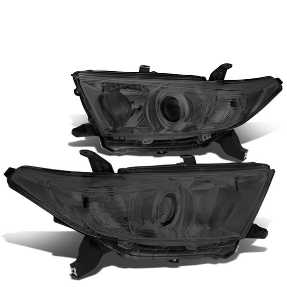 DNA Motoring HL-OH-THI11-SM-CL1 For 2011 to 2013 Toyota Highlander OE Style Projector Headlight Smoked Housing Clear Corner Headlamps 12 Left Right