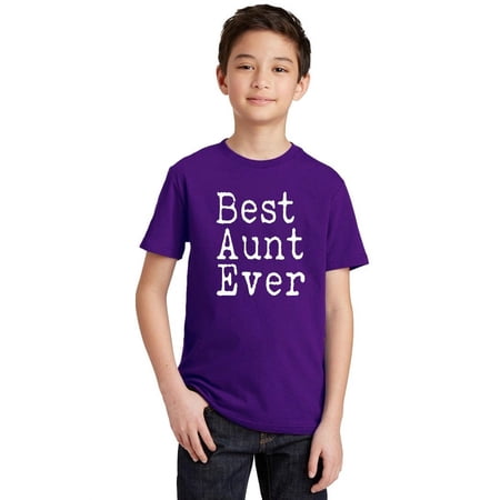 P&B Best Aunt Ever Youth T-shirt, Purple, XL