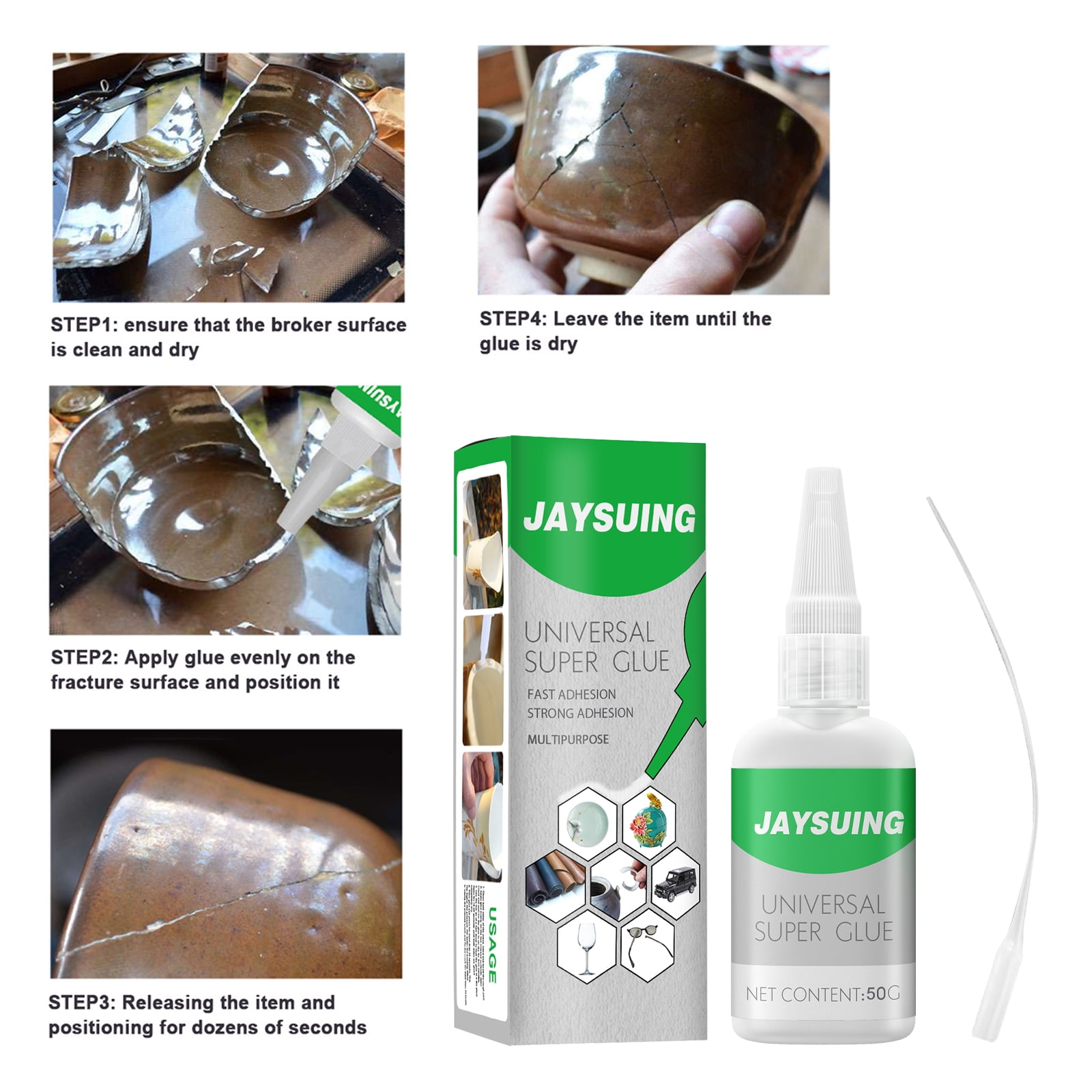 Pompotops 30ml Universal Super Glue Strong Plastic Glue for Resin Ceramic Metal Glass