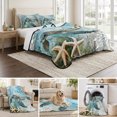 thumbnail image 6 of Twin XL Quilt Set 68''x98'', Sea Turtle Coastal Lightweight Summer Bedspread Coverlet Set with 2 Pillow Shams, Summer Beach Teal Coral Starfish Breathable All Season Quilt Bedding for Dorm/Guest Room, 6 of 9