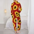 thumbnail image 5 of Disketp Pajamas Set Long Sleeve Sleepwear Womens Button Down Nightwear Pj Sets-Sunflowers On Red, 5 of 9