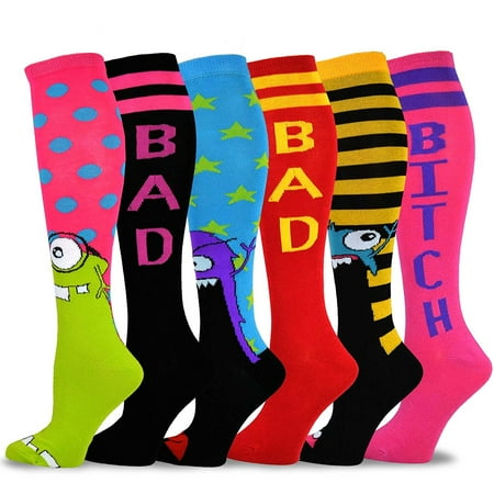 Leopard Knee High Socks - TeeHee Novelty Cotton Knee High Fun Socks 6-Pack for Women