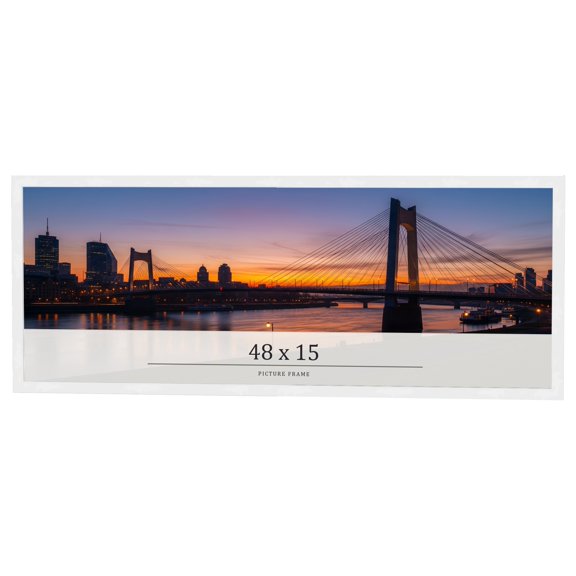 48x15 Frame White Real Wood Picture Frame Width 0.75 inches | Interior Frame Depth 0.5 inches |
