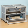 thumbnail image 3 of Jaxpety 35.4'' Hamster Cage with Removable Tunnel & Tray, Small Animal Cage with Wheels and 2 Openable Doors, Wooden Cage for Syrian Dwarf Hamsters, Mice, Rats and Rabbits, 3 of 10